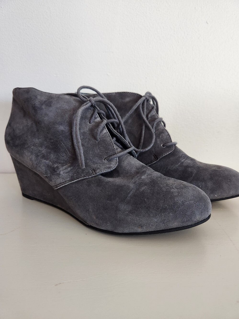 Vionic Becca Wedge Gray Kid Suede Bootie